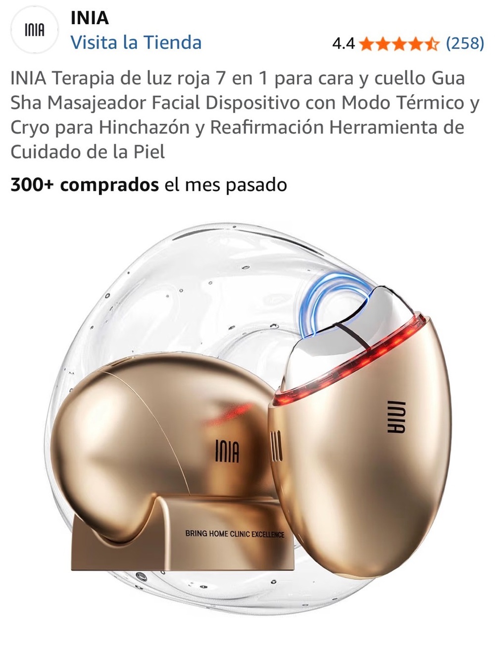 INIA Gold Facial Gua Sha Light Therapy Device